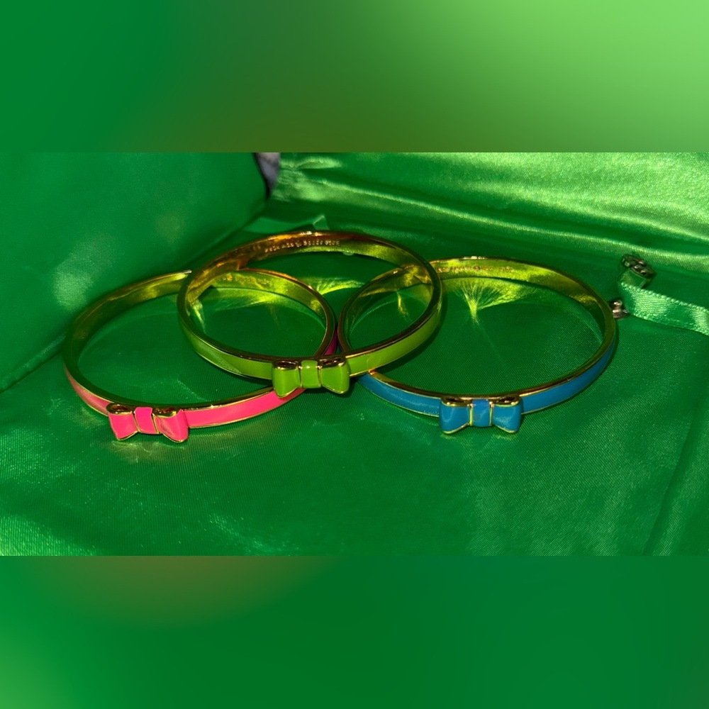kate spade Pink, Blue and Gold Bow Stackable Bracelets